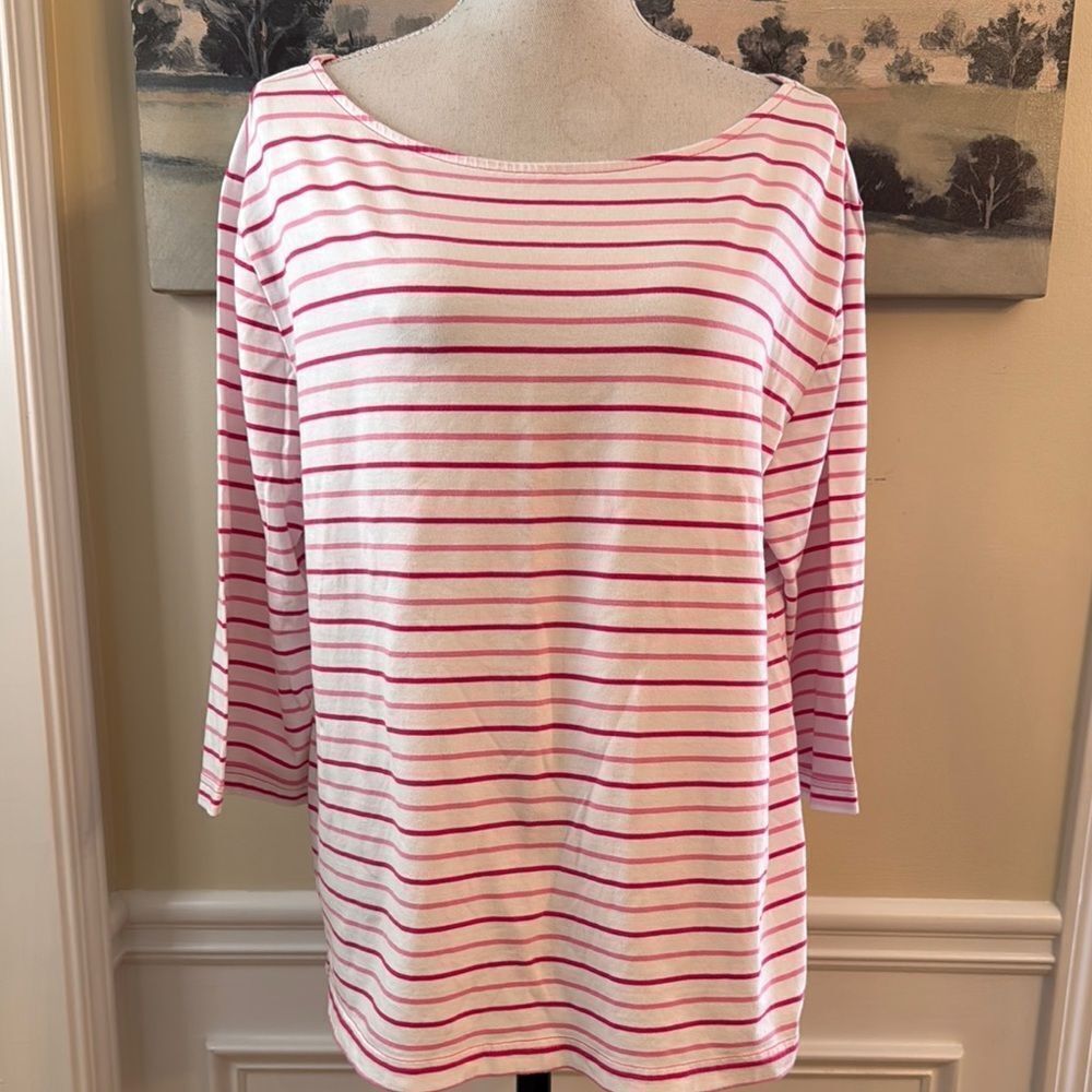 Vineyard Vines Pink and White Striped Long Sleeve Tee